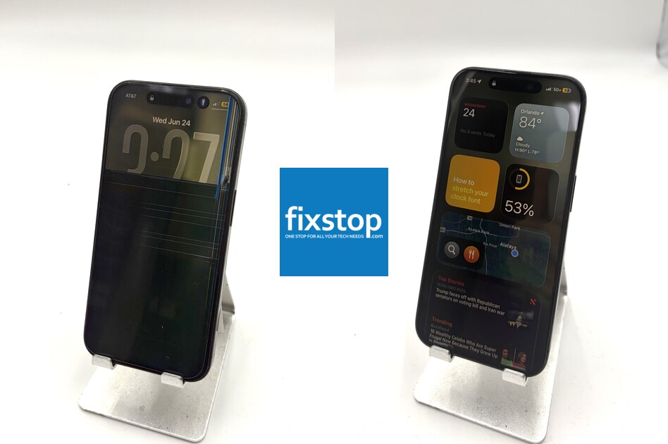iphone 15 pro cracked glass after drop in east orlando