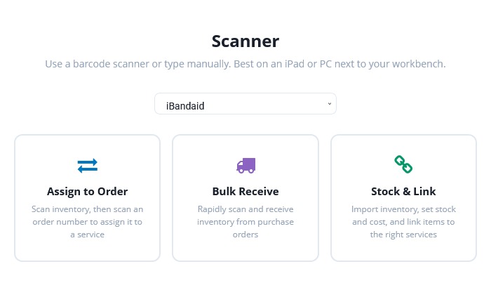 FixStop POS inventory management with barcode scanning and stock tracking